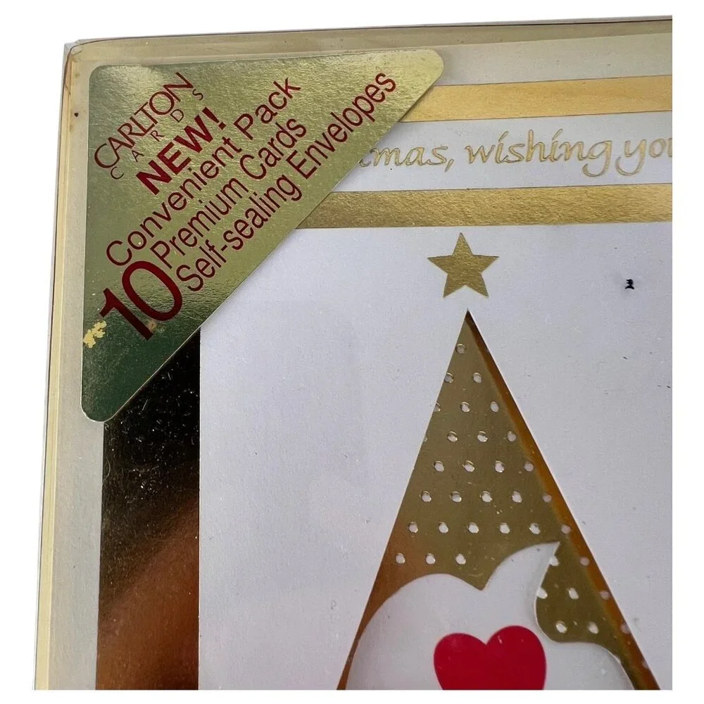 20 Carlton Christmas Cards With Self-Sealing Envelopes Tri Fold